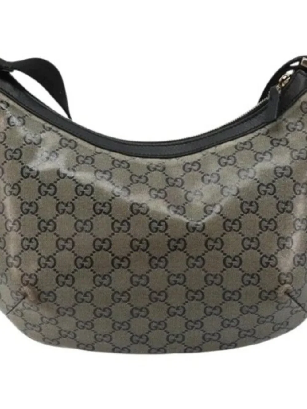 GUCCI GG Crystal Shoulder Bag Coated Canvas Black Gold 181092 Auth 182213 - Picture 2 of 16